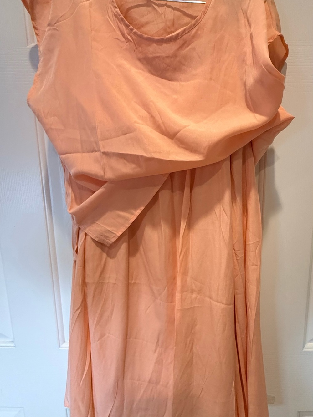 Peach Sleeveless 2 Piece Top and Skirt Layered Blouse - Picture 3 of 7